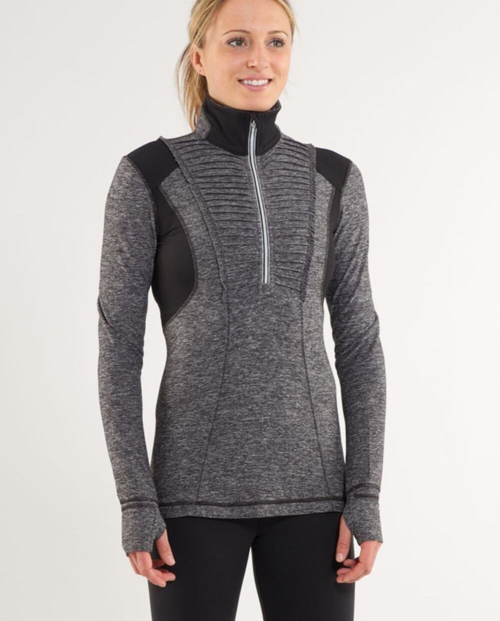 Lululemon Run Your Heart Out 1/2 Zip Colorblock Pullover Sweatshirt Gray 2